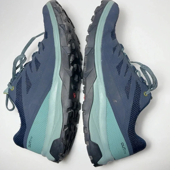 Salomon Womens 9.5 Outline Mid GTX W Navy Blazer Hydro Guacamole Outdoor Shoes - Picture 9 of 16